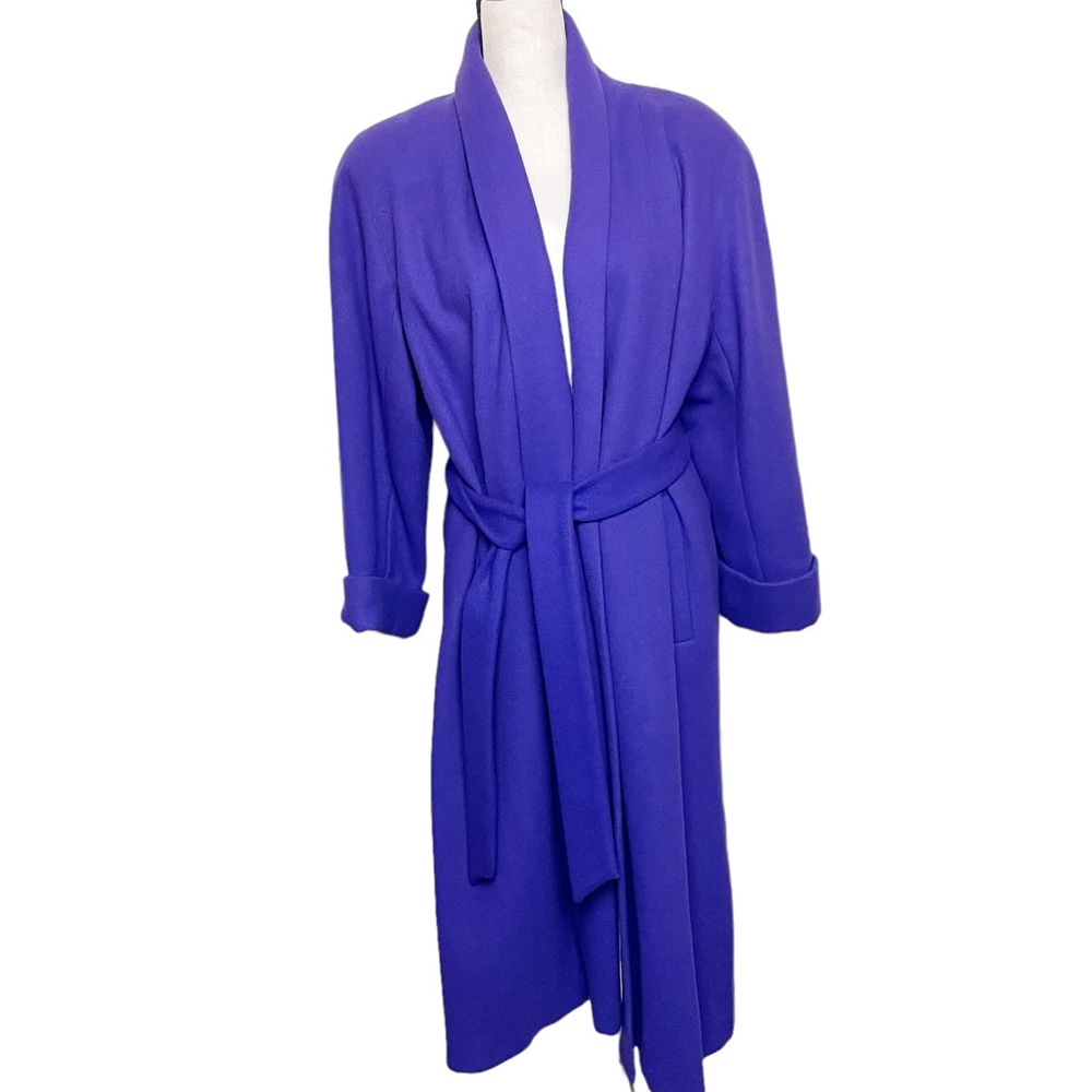 DONNYBROOK | Gorgeous Womens Purple 100% Wool Trench Pea Coat Jacket 4 Petite